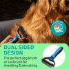 Maxpower Planet Pet Grooming Rake - Double Sided Shedding, Dematting Undercoat Rake for Dogs, Cats - Extra Wide Dog Grooming Brush, Dog Brush for Shedding, Cat Brush, Reduce Shedding by 95%, Blue - Image 2