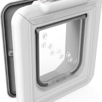 Cat Mate Elite I.D. Disc Cat Door with Timer Control, LCD Display, 4-Way Locking Options, Durable Polymer Construction -White