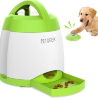 PETGEEK Automatic Dog Treat Dispenser, Dog Puzzle Memory Training Activity Toy- IQ Training Dog Button Feeder, Remote Dog Button Treat Dispenser for Dogs