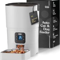 Smart Automatic Cat Feeder - 6-L Reliable Automatic Cat Food Dispenser with Display LCD Screen for Easy Set Up -Portion Control Automatic Dog Feeder - Desiccant Bag Keeps Dry Food Fresh-Voice Recorder