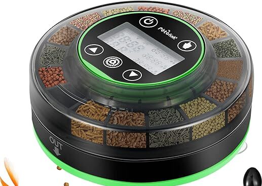 Automatic Fish Feeder for Aquarium - Moisture-proof and Precision Feeding Betta Vacation Feeder, USB Rechargeable Auto Fish Food Dispenser with Timer,LCD display