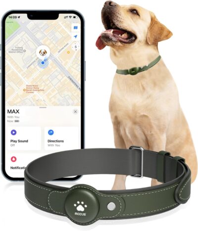 MODUS GPS Tracker for Dogs, 2 in 1 Pet Tracking Smart Collar (Only iOS), Real-time Location/No Monthly Fee/Unlimited Range GPS Tracker Dog Collar Tracking Devices for Small Medium Large Dogs