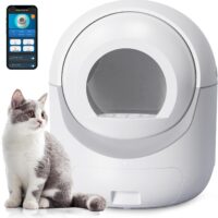 Self Cleaning Cat Litter Box, Automatic Cat Litter Box with APP Control Odor Removal Safety Protection for Multiple Cats, with Garbage Bags