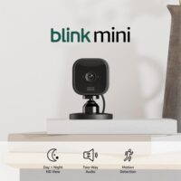 Blink Mini – Compact indoor plug-in smart security camera, 1080p HD video, night vision, motion detection, two-way audio, easy set up, Works with Alexa – 1 camera (Black)