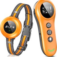 2-in-1 Dog Shock Collar & Dog Bark Collar - Smart Anti Barking Dog Training Collar with 5 Adjustable Sensitivity & 3300FT Remote for All Breeds IP67 Waterproof Rechargeable E-Collar (Orange)