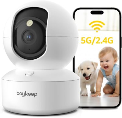 2K Pet Camera Indoor Security Camera 5G/2.4GHz WiFi Cameras for Baby Dog Camera with Phone App, 360° Pan & Tilt, 2-Way Audio, Night Vision, SD Card & Cloud Storage, K30