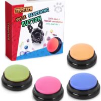 4 Color Voice Recording Button, Dog Buttons for Communication Pet Training Buzzer, 30 Second Record & Playback, Funny Gift for Study Office Home (Purple, Green, Yellow, Pink)