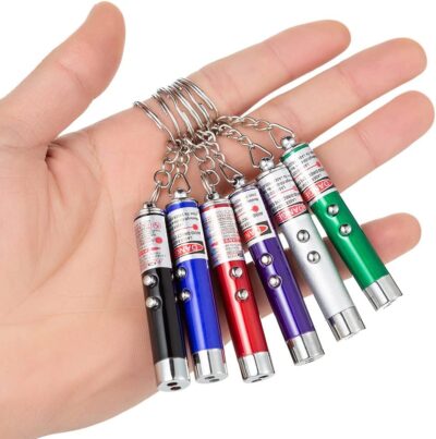 6 PCS Cat Toys Laser Pointer Mini Keychain Laser Pointer LED Flashlight Dog Laser Toy Pet Remote Control Laser (6 Pcs Pack A)