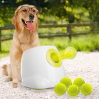 ALL FOR PAWS Interactive Dog Automatic Ball Launcher for Large Dogs, Dog Ball Thrower Mental Stimulation Dog Toys, Rechargable and 6 Tennis Balls Included, Max