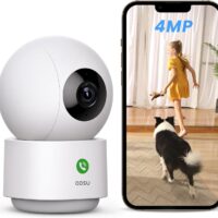 AOSU 4MP Security Camera Indoor, 2.5K Baby Monitor Pet Camera 360° for Home Security, WiFi Camera with 5/2.4 GHz Wi-Fi, One-Touch Call, Smart Motion Tracking, IR Night Vision, Compatible with Alexa