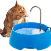 Aqua Mini Portable Pet Water Fountain - Automatic Drinking Bowl for Cats and Dogs - Stainless Steel Faucet - Replaceable Filters - Easy Cleaning - Ideal for Multiple Pets - 1.2L/42 fl oz - Blue