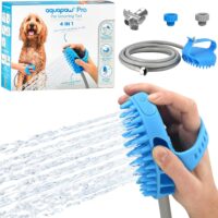 Aquapaw Dog Bath Brush Pro - Sprayer and Scrubber Tool in One - Indoor/Outdoor Dog Bathing Supplies - Pet Grooming for Dogs with Long and Short Hair - Dog Wash with Hose and Dog Shower Attachment