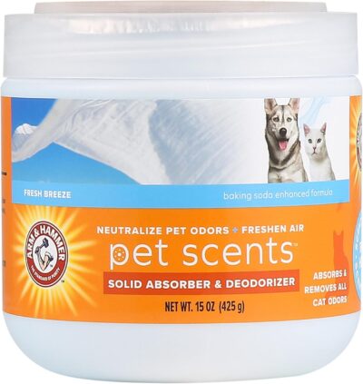 Arm & Hammer For Pets Pet Scents Solid Gel Deodorizer in Fresh Breeze Scent | Room Deodorizer Solution for Homes with Pets, Odor Removing Gel, 15 Ounces