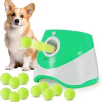 Automaitc Dog Ball Launcher - Dog Fetch Machine for Small Sized Dogs,3 Launch Distances, Ball Launcher for Dogs with 12 Balls, Rechargeable Ball Thrower for Dogs (Green dog launcher)