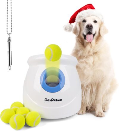 Automatic Ball Launcher for Large Dogs, with 6pcs Tennis Balls(2.5'') Dog Ball Thrower Machine for Pet Indoor/Outdoor Interactive Throwing Game for Large Breed Dog