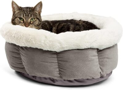 Best Friends by Sheri Cuddle Cup Ilan Cozy Microfiber Cat and Dog Bed in Standard Gray