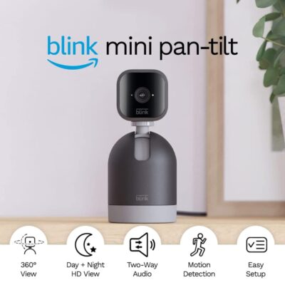 Blink Mini Pan-Tilt Camera | Rotating indoor plug-in smart security camera, two-way audio, HD video, motion detection, Works with Alexa (Black)