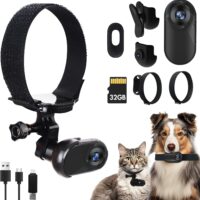 Cat Camera Collar - HD 1080P Home Wireless Pet Cameras - Mini Body Sport Action Cam for Pets Supplies with 32 GB Indoor Outdoor Dog Collar Camera with Video Records