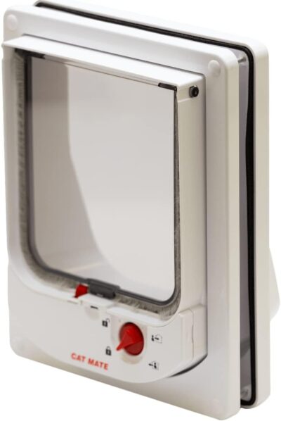 Cat Mate Electromagnetic 4-Way-Locking Cat Flap with 2 Collar Keys - White