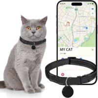 Cat Tracker GPS Collar for Cats - Electronic Pet Locator for iOS - Waterproof & Apple Find My Compatible - No Monthly Fee - Small to Large Cats Tracking Smart Collar