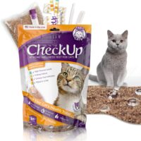 CheckUp at Home Wellness Test Kit for Cats | 2lb Hydrophobic Litter for Urine Collection, 2 Test Strips for the detection of the 4 most common health Indicators - pH, Protein , Glucose, Blood in urine