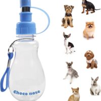 Choco Nose Patented Portable No-Drip Travel Water Bottle/Feeder for Dogs/Puppies/Cats/Rabbits and Other Small Sized Animals -8 oz. Leak-proof Nozzle 16mm, Blue (H258)