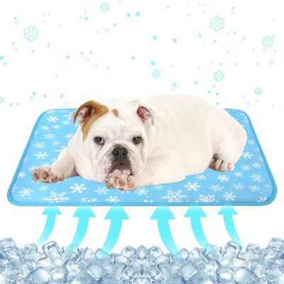 DELIFUR Cat Cooling Mat- Pet Cooling Mat Outdoor for Dogs Self Cooling Pad for Kitten Cat Puppy Machine Washable (Medium, Blue)