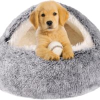 Dog Beds for Small Dogs, Cat Bed Cave, Washable Cute Cat Bed, Cozy Nook Pet Bed for Dogs or Cats, Anti-Slip Puppy Bed for Small Medium Pets (Grey, 20" x 20")