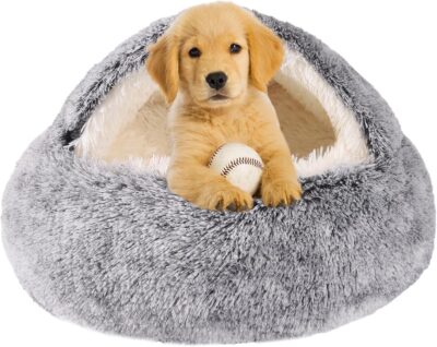 Dog Beds for Small Dogs, Cat Bed Cave, Washable Cute Cat Bed, Cozy Nook Pet Bed for Dogs or Cats, Anti-Slip Puppy Bed for Small Medium Pets (Grey, 20" x 20")