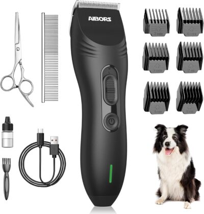 Dog Clippers for Grooming, Dog Shaver Clippers Kit Low Noise, Rechargeable Cordless Electric Trimmer Quiet Hair Clippers Set for Dogs Cats Pets