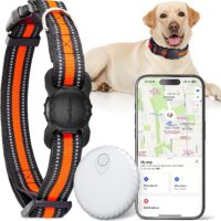 Dog Tracker Collar, No Monthly Fee Cat Tracker Collar(Only iOS), Compatible with Apple FindMy App, Reflective FinderTag Smart Collars, Anti-Lost, Key Finder for Vehicles/Pets/Kids/Items (L)