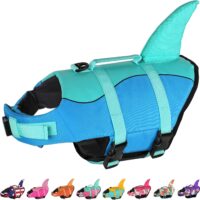 Dogcheer Dog Life Jacket, Cute Shark Dog Life Vest for Swimming Boating with Superior Buoyancy and Rescue Handle, Adjustable Puppy Floating Swim Vest for Small Medium Large Dogs(Pool Blue,XS)