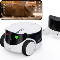 Enabot EBO ROLA PetPal 2.5K Camera Robot: Movable WiFi QHD Cam, Indoor Smart Home Security, Night Vision, 2-Way Audio, Remote App Control, Photo, Video for Cat/Dog/Family (w/Storage Module)