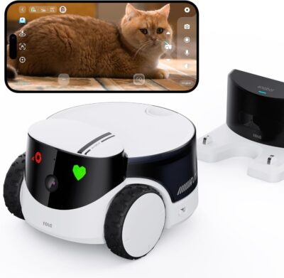 Enabot EBO ROLA PetPal 2.5K Camera Robot: Movable WiFi QHD Cam, Indoor Smart Home Security, Night Vision, 2-Way Audio, Remote App Control, Photo, Video for Cat/Dog/Family (w/Storage Module)