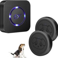 EverNary Dog Door Bell Wireless Doggie Doorbells for Potty Training with Warterproof Touch Button Dog Bells Included Receiver and Transmitters (Black)