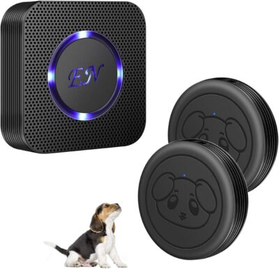 EverNary Dog Door Bell Wireless Doggie Doorbells for Potty Training with Warterproof Touch Button Dog Bells Included Receiver and Transmitters (Black)