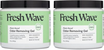 Fresh Wave Odor Removing Gel, 15 oz., Pack of 2 - Odor Absorbers for Home, Safer Odor Relief, Natural Plant-Based Odor Eliminator, Every 15 oz. lasts 30-60 Days, For Cooking, Trash & Pets