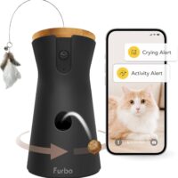 Furbo 360° Cat Camera + Nanny Bundle: Home Security & Cat Safety Alerts, Rotating Pet Treat Dispenser Camera with Speaker, Smart Home Indoor Cam w Phone App (Additional Subscription Required at Setup)