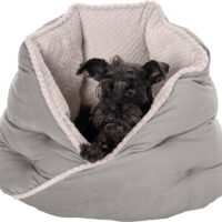 Furhaven 24" Round Pet Bed for Indoor Cats & Medium/Small Dogs, 100% Washable, For Pets Up to 35 lbs - Minky Plush & Velvet Hug Bed - Silver Gray, 24-inch