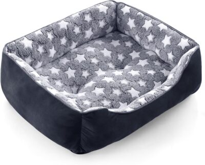 GASUR Rectangle Dog Bed for Large Dogs, Cozy Washable Bed Orthopedic Dog Sofa Bed, Pet Cuddler Anti-Slip Bottom, Soft Calming Sleeping Puppy Warming Puppy Bed (S Plus (25"x 21"x 8"), Black)