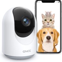 GNCC Pet Camera, Indoor Camera for Baby/Pet/Security with Night Vision, Dog Camera, 2-Way Audio, 2.4G WiFi, 360° PTZ Remote Control(Manual Up and Down), Smart Detection, SD&Cloud Storage, P1