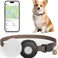 GPS Dog Trackers (Tag Included), Pet Tracker for Dogs, Waterproof Tracker Dog Collar with Adjustable Buckle, No Monthly Fee Lightweight Tag Tracker (iOS Only) for Dogs, Cats, Pets, Support Find My App