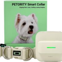 GPS Tracker for Dogs - Wireless Pet Smart Collar with Health Monitor, Waterproof, Escape Alert with Dog Fence, No SIM Card and Monthly Fees.(M-Glory White,12.6”~18.9”)