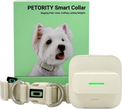 GPS Tracker for Dogs - Wireless Pet Smart Collar with Health Monitor, Waterproof, Escape Alert with Dog Fence, No SIM Card and Monthly Fees.(M-Glory White,12.6”~18.9”)