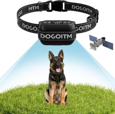 GPS Wireless Dog Fence for Outdoor Use, Pet Containment System with AI Smart GPS Signal for Most of Dogs, Waterproof and Rechargeable Electric Collar Fence with 3 Warning Modes, Range 65-3290 FT