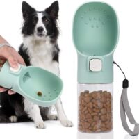 Handheld Dog Food & Treat Dispenser Built-in Clicker & Treat Pouch, Hands Feeder for Puppy Training Walking Hiking Traveling (6.7 OZ, Green)