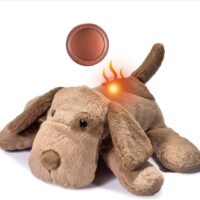 Heartbeat Toy Warm Heat Heartbeat Stuffed Animal for Dog Anxiety Relief Toy Dog Calming Toy for Puppy Behavioral Aid Training Sleep Aid Puppy Soother Cuddle Comfort Toy - Brown