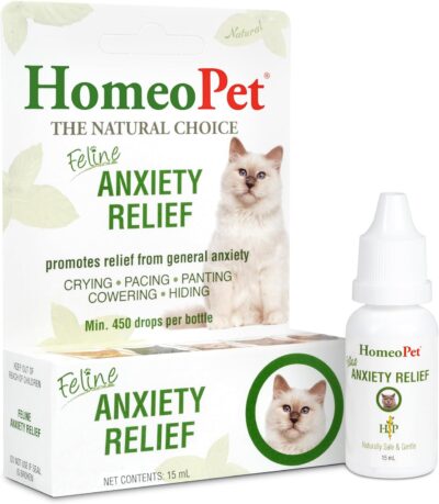 HomeoPet Feline Anxiety Relief, Stress and Anxiety Support, Safe and Natural Anxiety Supplement for Cats, 15 Milliliters