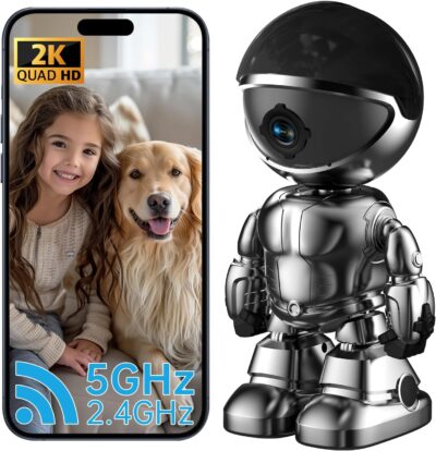 Indoor Camera, 2k 5g/2.4ghz WiFi Pet Camera Dog Camera with Phone App EseeCloud, 360 PTZ Nanny/Baby Cameras for Home Security Indoor 2-Way Audio Motion Sensor Tracking 7/24 Night Vision