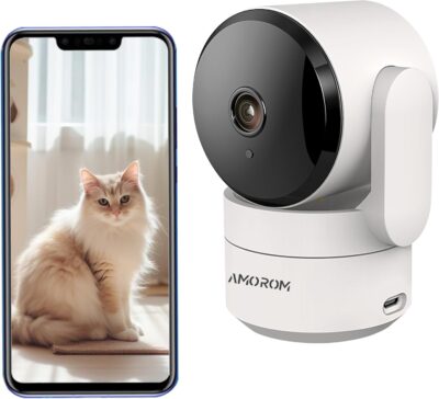 Indoor Camera for Home Security,WiFi Cat/Dog Camera for 360 Degree Pet Monitor, Motion Track,AI Detection,Night Vision,2-Way Audio,Memory Card/Cloud Storage,Privacy Mode,Google Home/Alexa Supported